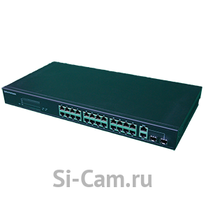 Si-Cam SC-DSPS24 PoE, 250W, 2Upl-G, 2SFP, 12.8GbpsКоммутатор
